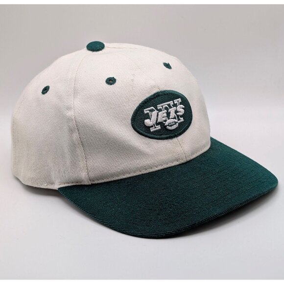 Vintage New York Jets Hat Strap Back Cap Football NFL Puma VTG Green White - Picture 1 of 6